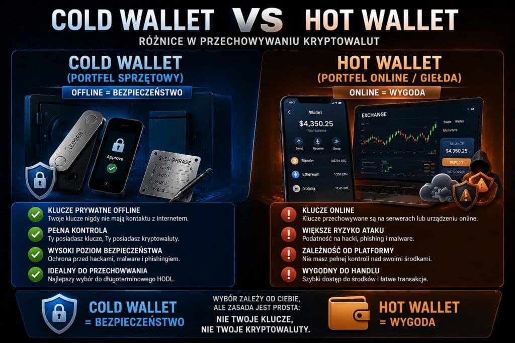 cold wallet vs hot wallet różnice portfel sprzętowy kryptowaluty