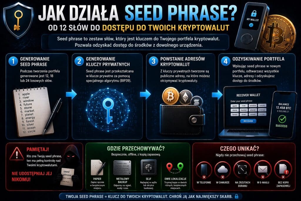 Jak działa seed phrase w kryptowalutach – generowanie kluczy prywatnych i odzyskiwanie portfela