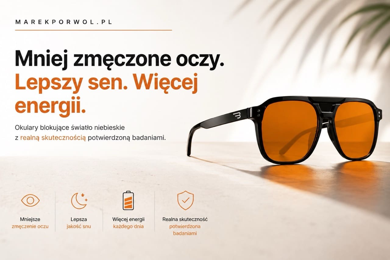 Okulary NoBlue blokujące światło niebieskie – mniej zmęczone oczy, lepszy sen i więcej energii